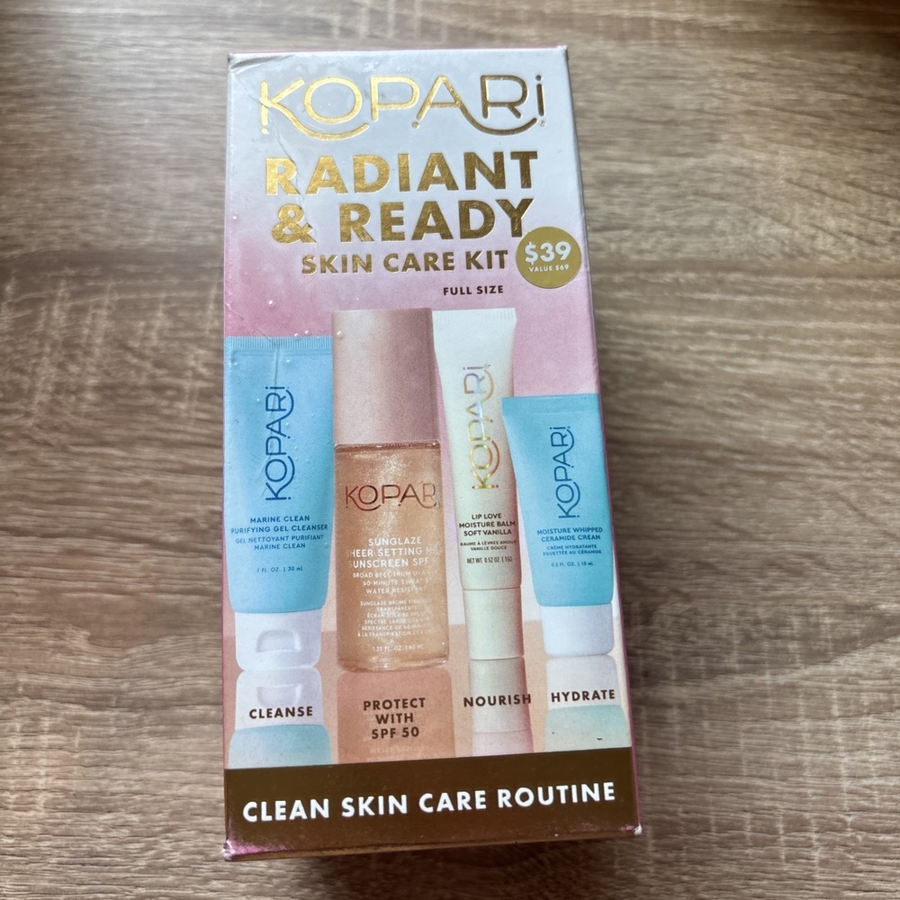Kopari Radiant & Ready Skin Care Kit Cleanser Sunscreen Setting Mist Ceramide
